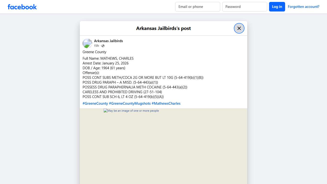 Greene County Full Name: MATHEWS,... - Arkansas Jailbirds Facebook